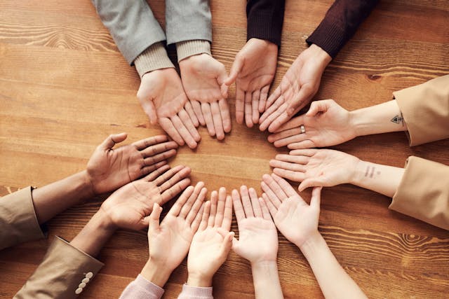 diverse palms of hand